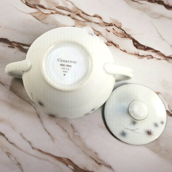 Creative Platinum Starburst Sugar Bowl M.C.M Vintage Tableware Made In Japan - Picture 4 of 11